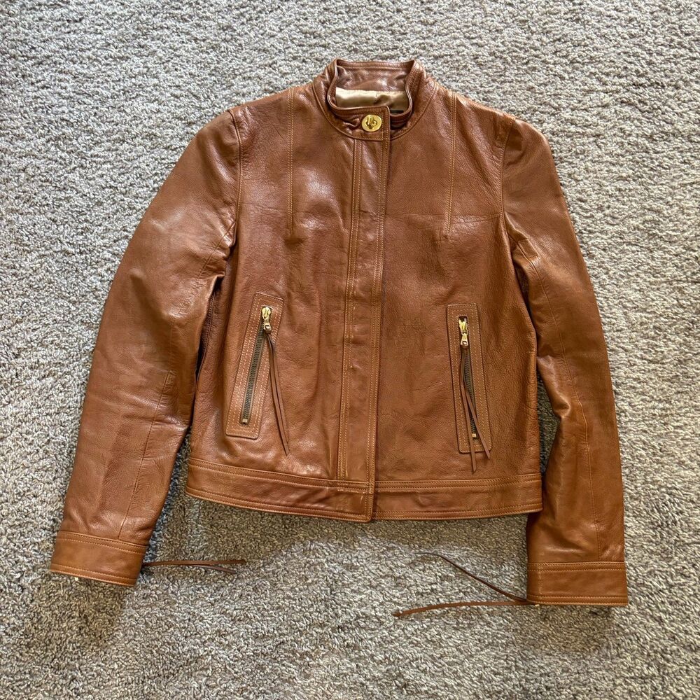 Vintage Coach Leather Motorcycle Moto Jacket Bomber Gold Hardware Women’s 6 / M